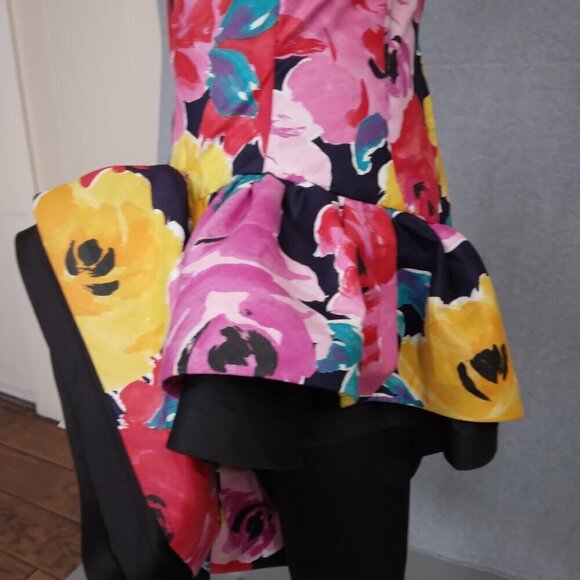 Lillie Rubin | 80's Bold Floral Strapless Party Dress | Size 10 - Picture 6 of 14